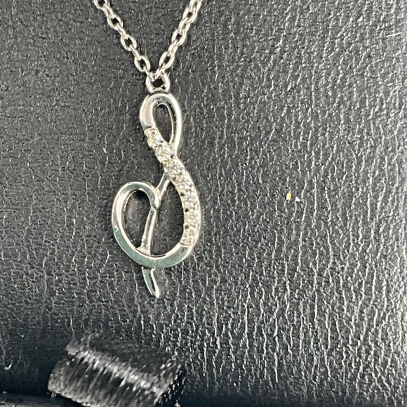 Lafonn Sterling Silver & Simulated Diamond Accent Treble Clef Necklace - Picture 2 of 5